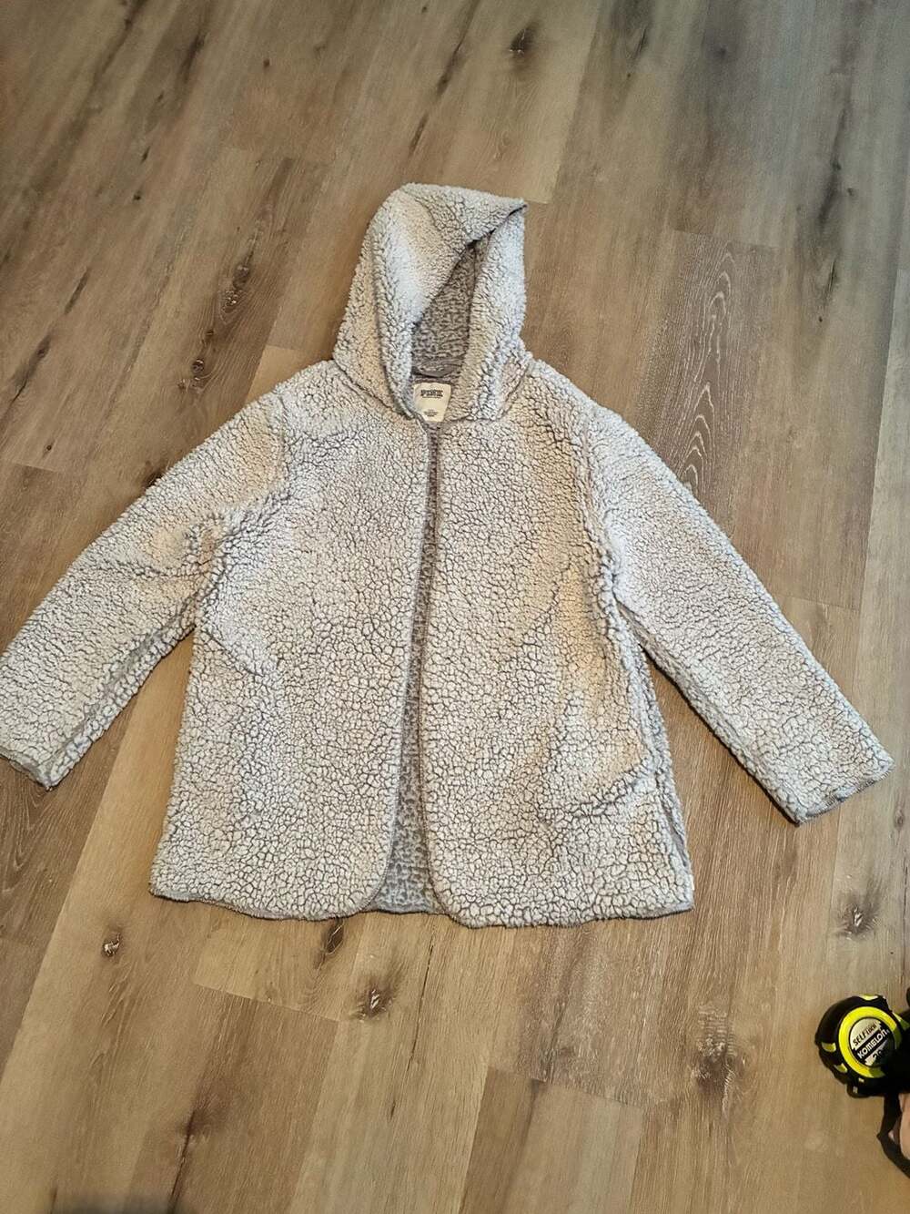 Victoria's Secret PINK Sherpa Teddy Fleece Open Front Hooded Cardigan Jacket
